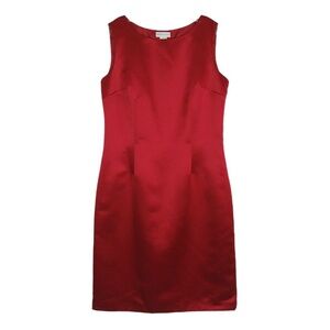 WORTHINGTON Vintage Red Satin Sleeveless Sheath Dress Women's Size 12